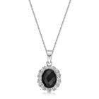 925 Sterling Silver Oval Checkerboard Black Onyx Pendant With White Sapphire — photo 1