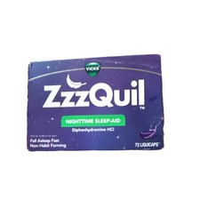 Vicks ZzzQuil Nighttime Sleep Aid Diphenhydramine HCl 72 Liquicaps