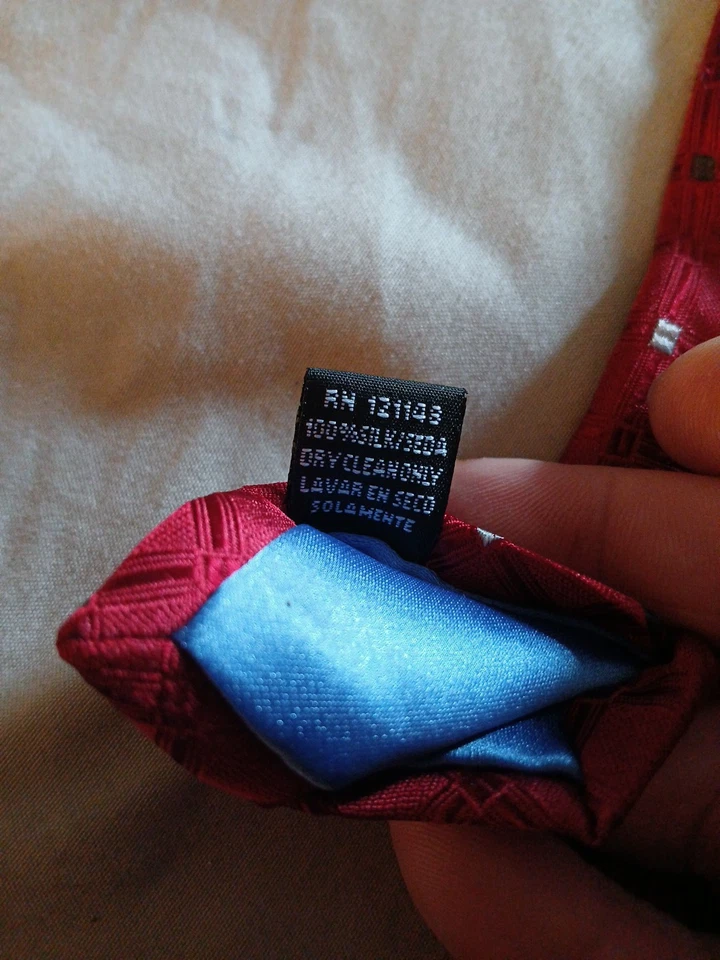 布加迪金条男式领带红色丝绸状况完好 — 第 4/4 张图片