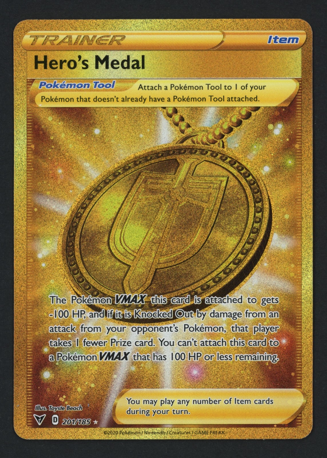 Hero's Medal 201/185 SWSH04: Vivid Voltage Holofoil Secret Rare Pokemon TCG