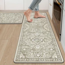 Anti Fatigue Kitchen Rugs Sets of 2 Cushioned Kitchen Mats for Floor Waterpro...