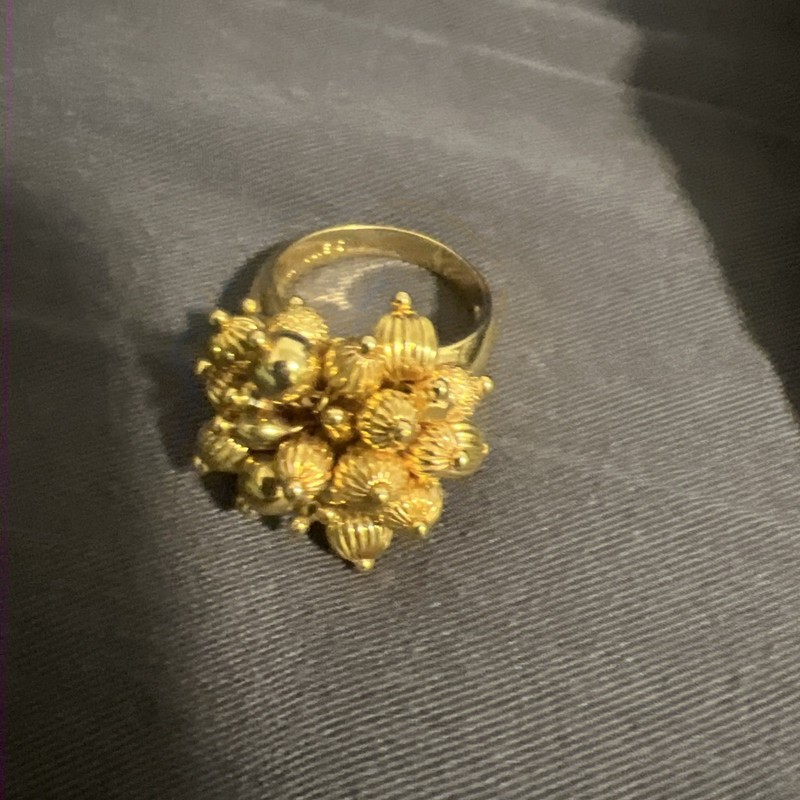 Vintage JOAN RIVERS...Gold Ball  Cluster Statement Ring, Size 10