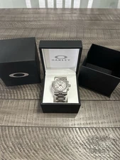 Oakley Hollow Point Rare White Dial Titanium Bracelet Watch w/ Case