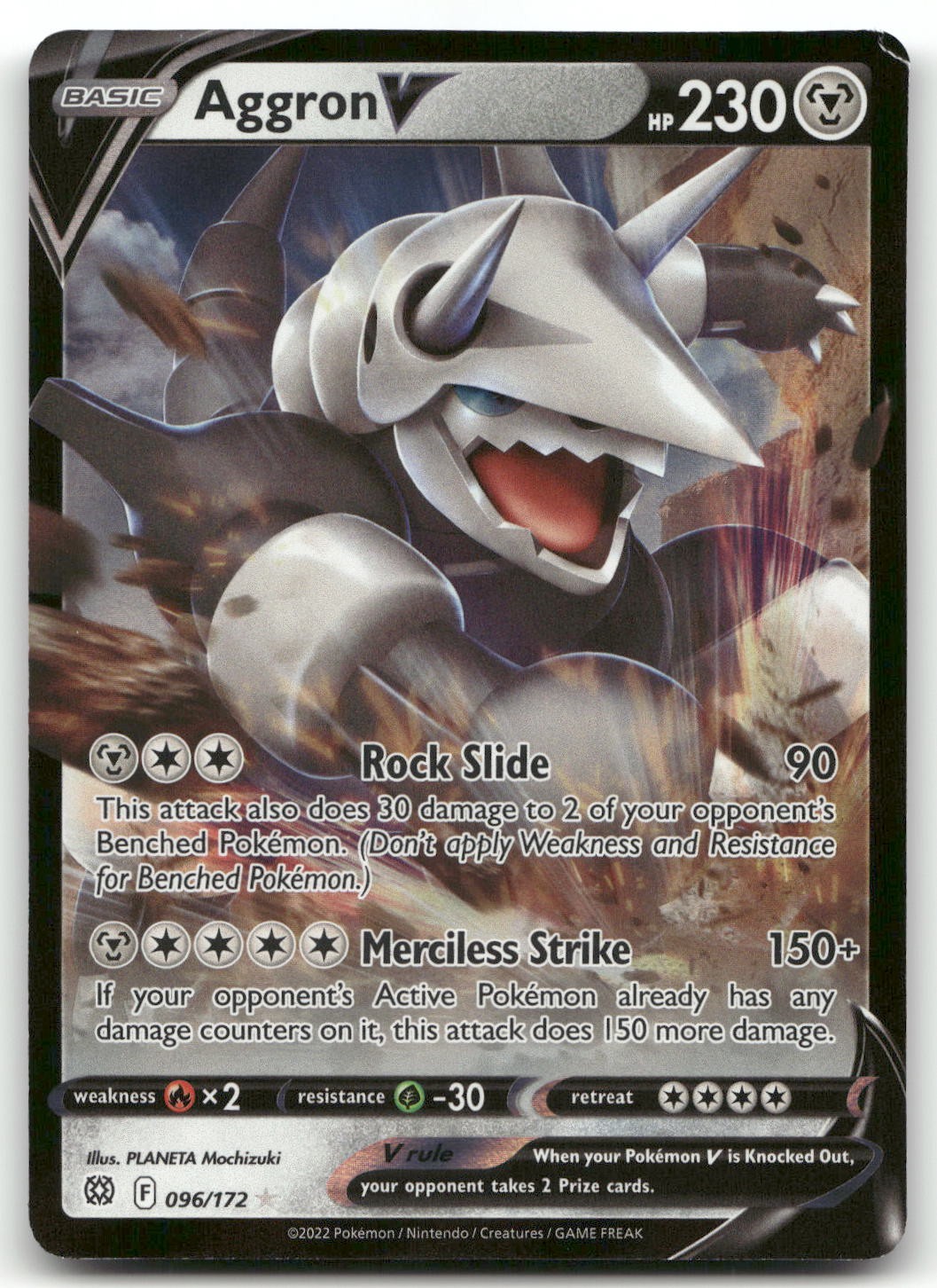 Aggron V #96/172 (Holo) (NM) SWSH09: Brilliant Stars SWSH09 Pokemon