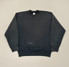 Vintage 90s Faded Black Crewneck Sweatshirt USA Blank Distressed Mens Medium
