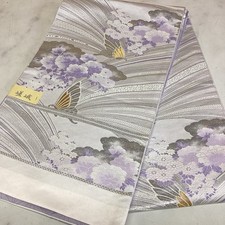Japanese kimono accessories obi belt for women purple silver flower elegant