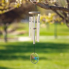 Garden Wind Chimes Outdoor Patio Hanging Decoration Glass Dragonfly Woodstock
