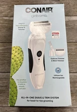 CONAIR Girlbomb 2 in 1 Hypoallergenic Shaver and Trimmer System ~New/Damaged Box