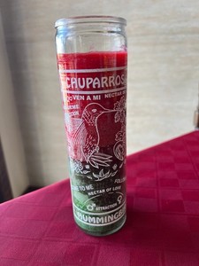 Chuparosa Humming Bird Fixed Spiritual Candle Red / Green