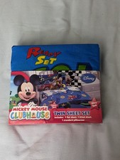 NIB Mickey Mouse Club House Twin Bed Sheet Set Ready Set Go