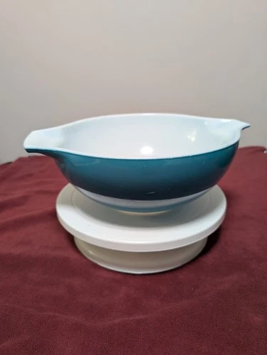 Pyrex Horizon Blue 4 Qt Cinderella Mixing Nesting Bowl #444 Made In USA