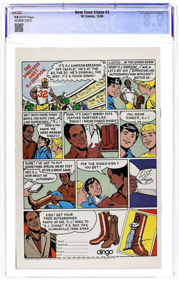 Nueva Teen Titans #2D CGC 9.8 1980 4599911015 1ª aplicación. Deathstroke the Terminator Foto 2 de 2