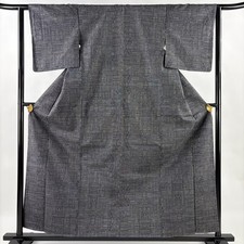 JAPANESE KIMONO TSUMUGI GRAY 159.5cm 5 ft 3 in PURE SILK B1924
