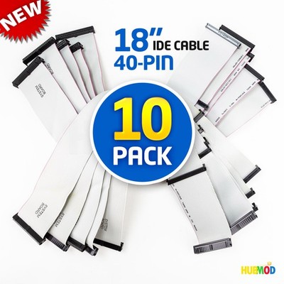 LOT of 10 18'' inch 40 Pin Wire 3-Connector Parallel ATA IDE Flat Ribbon Cable