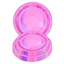 40PCS Hot Pink Birthday Plates, Holographic Iridescent Pink Party Plates Incl...