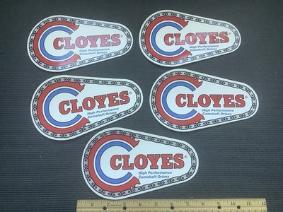 CLOYES High Performance Camshaft Drives Vintage Racing Decal/Stickers Lot Of 5