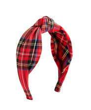 NWT J.Crew Women's 100 Cotton Knot Headband Tartan Plaid Deep Ruby