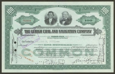The Lehigh Coal & Navigation Company Stammaktienzertifikat   100 Aktien 1940