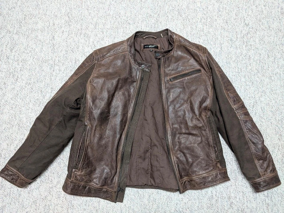 vintage Y2K leather jacket CAFE RACER motorcycle 2XL brown PATINA racing MAD MAX - Image 3 of 4