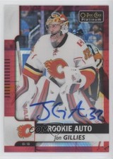 2017 O-Pee-Chee Platinum Rookie Autos Red Prism /50 Jon Gillies #R-JG Auto 8tn
