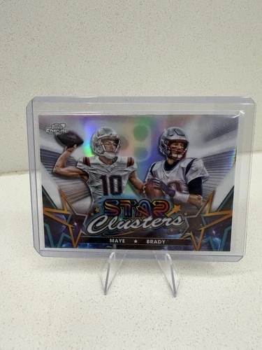 2024 Topps Chrome Cosmic Drake Maye / Tom Brady Star Clusters HOLO  #SCL-14 RC