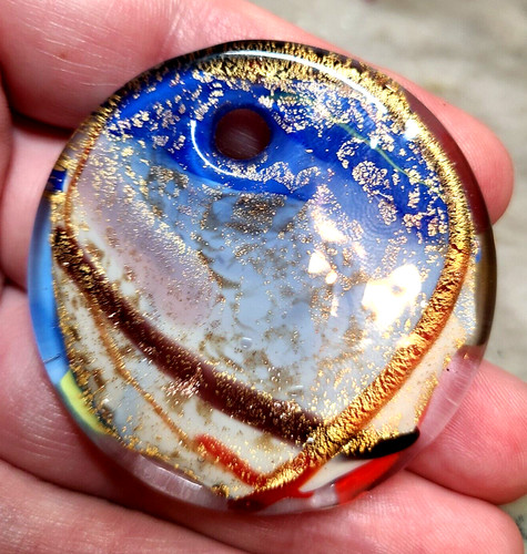 TOMMASI MURANO GLASS PENDANT ABSTRACT ART INLAY MADE IN MURANO $ 65 CIRCLE