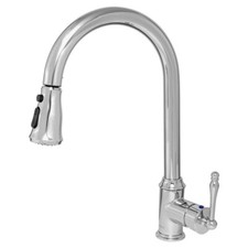 AKDY KF0007 Easy-Install Single-Handle Pull-Down Sprayer Kitchen Faucet, Chrome