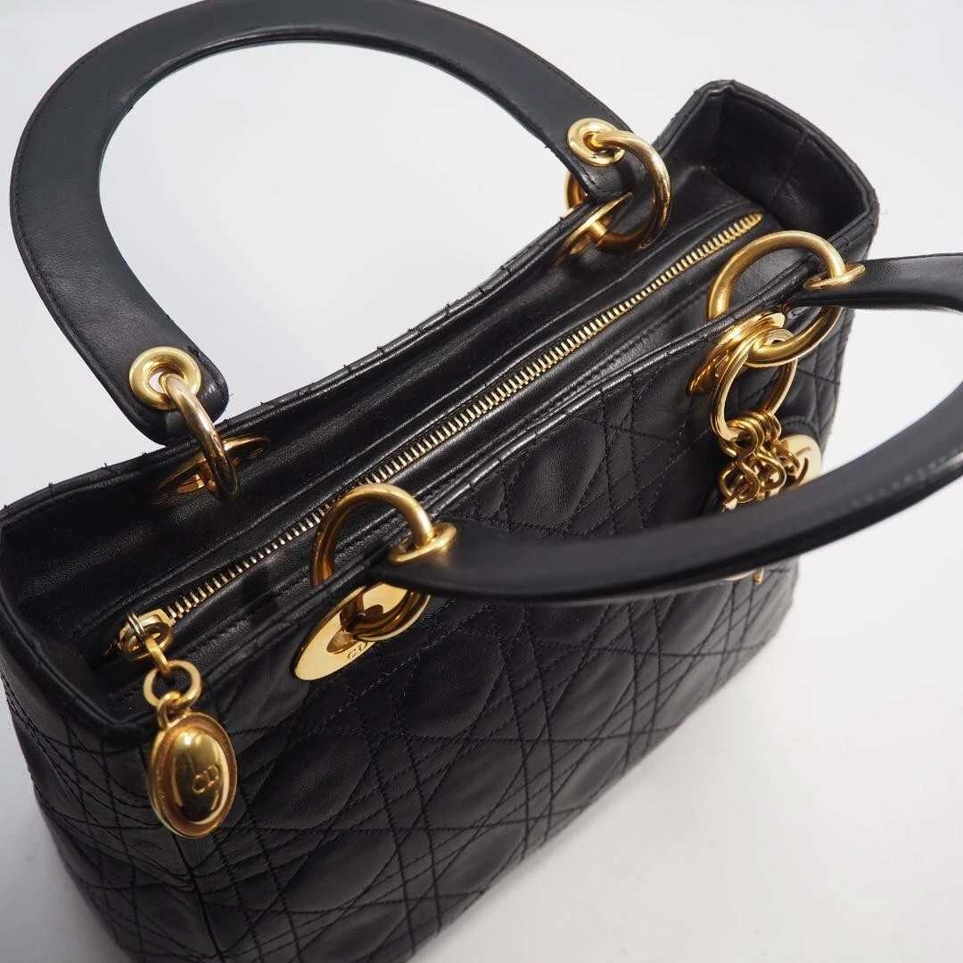 Sac à main fourre tout Dior Lady Dior cannage noir Japon occasion