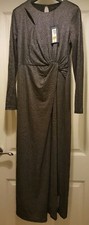 BNWT! Marks & Spencer Silver Shimmer Maxi Twist Front Party Dress/Gown Size 10 R