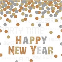 "20 Servietten \"Party Time Glamour\" Silvester Happy New Year *33X33 Konfetti"