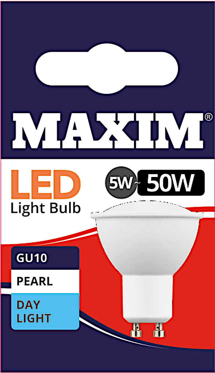 4 pack 5W GU10 LED Bulb Daylight Pearl A+ Maxim Non Dimmable Wide Beam Angle