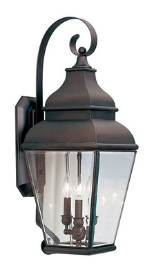 Livex Lighting 2593-07 Exeter 3 Light Outdoor Bronze Solid Brass Wall Lantern