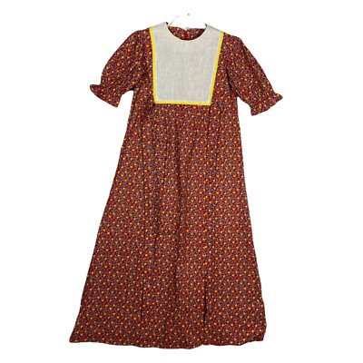 laura ingalls brown poplin dress Handmade Girl Cottage core Calico Floral Praire Little House Color:Victorian Lilac Safety tested and perfectly Brunches Aveta Ivory 3D Floral