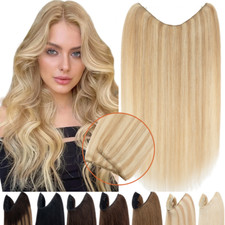 Thick One Piece Secret Wire Headband Clip in Remy Human Hair Extensions Highligh