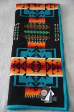 Pendleton Beaver State Chief Joseph Wool Blanket Twin Black Blue USA NWT