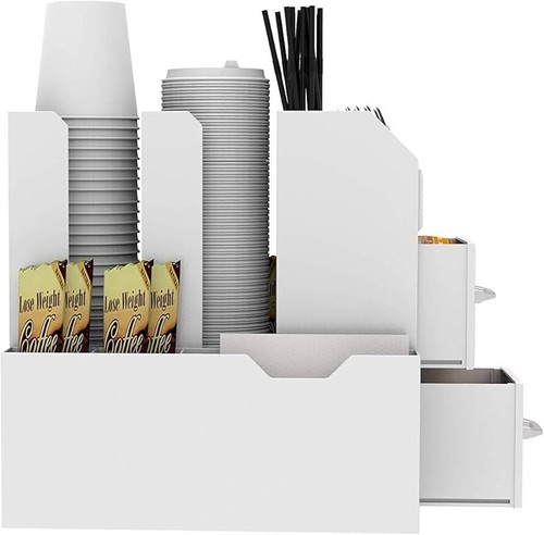 Kaffee Organizer Caddy ordentlich 9 Fächer 2 Schubladen für Kaffeepads Tee Zucker Tasse - Bild 12 von 19