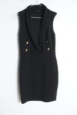 Select Womens Sleeveless Double Button Stretch Dress - Black - Size 8 (VT4) 