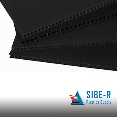 (10-Pack) Black Corrugated Plastic Sheets - 4mm Thick - 24''x48'' - Vertical