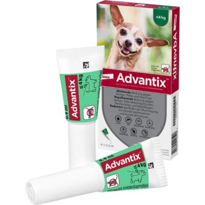 ADVANTIX Spot-on Lsg.z.Auftr.a.d.H.f.Hund bis 4 kg 4 St PZN02362500