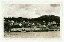 Panoramic View of the Waterfront and Ketchikan, Alaska 1940's RPPC