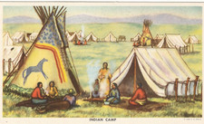 Vintage Indian Camp Artist Painting Andrew Standing Soldier Postcard