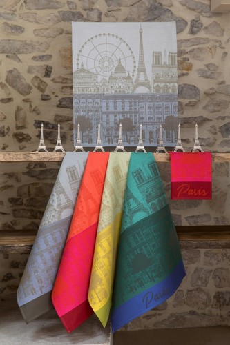 Jacquard Francais "Paris Panorama"(Azure), Woven cotton tea towel. France - Picture 2 of 2
