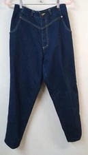 VTG Gitano WM 12 Mom Ultra High Rise Jeans Blue Dark Wash 3 Pockets Zip Closure