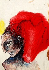 ACEO ORIGINAL COLLECTIBLE Folk ART Modern portrait abstract Painting MINIATURE