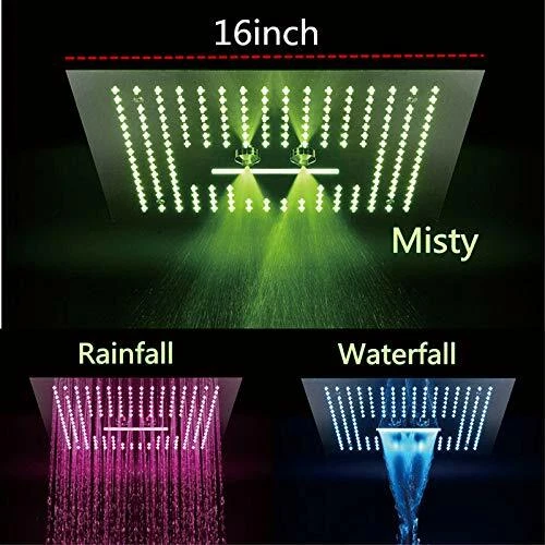 Cascada Luxurious Recessed Large LED Waterfall Rainfall Shower Head System