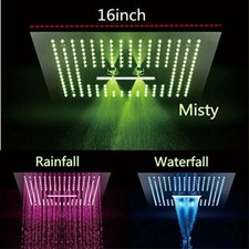 Cascada Luxurious Recessed Large LED Waterfall Rainfall Shower Head System 