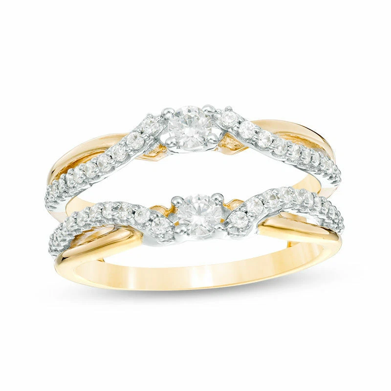 1/2 CT. Natural Diamond Crossover Solitaire Enhancer Wrap Ring 10K Two-Tone Gold - Image 2 of 4