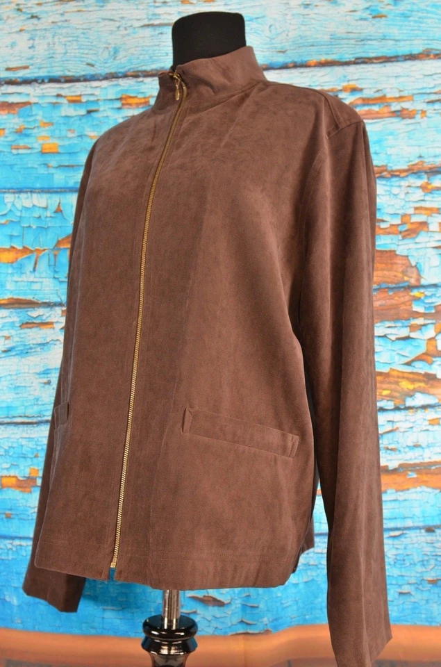 Laura Scott Women's Jacket Size Large Brown Full Zip Casual Cute Outdoor  - Image 3 of 4