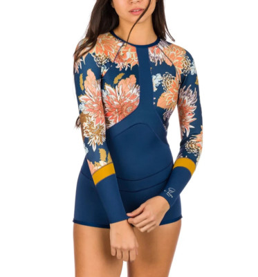 RIP CURL Madi Boyleg Springsuit LS 8 34 XS Badeanzug Neopren Shorty Anzug blau