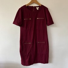 J. Crew Factory Sheath Dress Womens Size 0 Rear Zipper Maroon Knee Length
